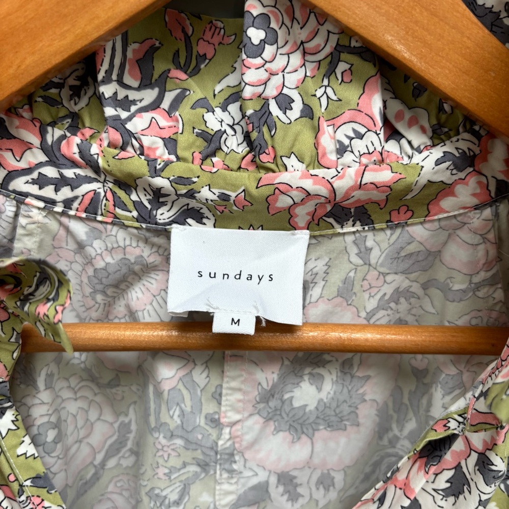 Sundays Spence Poplin Dress In Sage Floral M - Picture 7 of 7